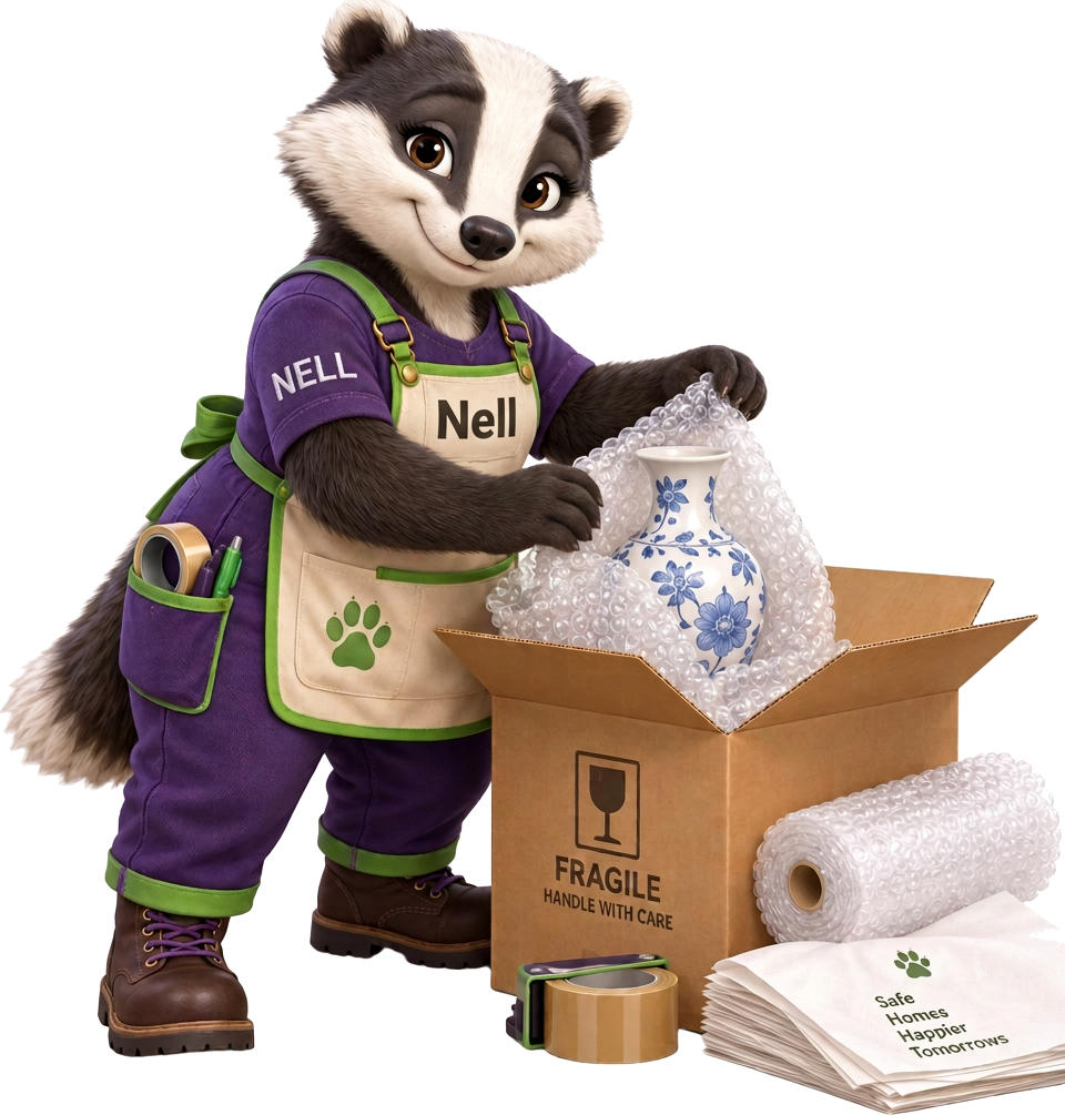 Nell the badger · Packing & Care at Which Removals